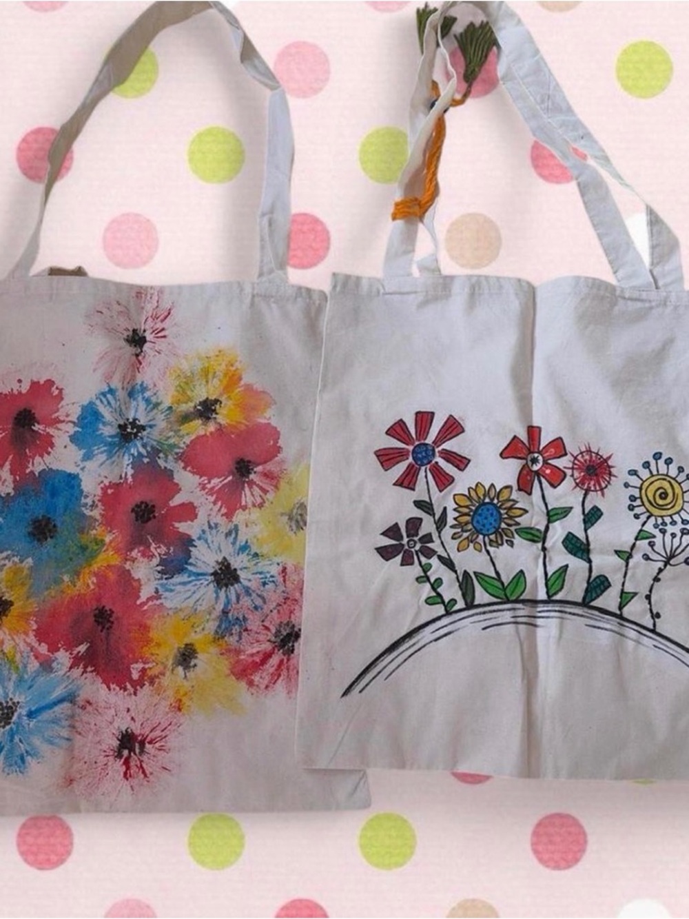 Canvas Floral Print Tote Bag - White